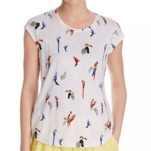 Kids Parrot Print White T-Shirt